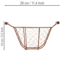 kohteita Vintage pyöreä metallikori puisilla kahvoilla, metallikori, ruosteenvärinen, Ø22cm