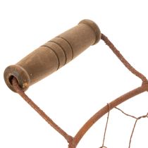 kohteita Vintage pyöreä metallikori puisilla kahvoilla, metallikori, ruosteenvärinen, Ø22cm