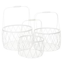 kohteita Lankakori kahvalla, valkoinen metalli, Ø25/30/35cm, 3 kpl setti