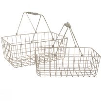 kohteita Lankakori kahvoilla harmaa 34×20,5cm / 38×24,5cm 2 kpl sarja