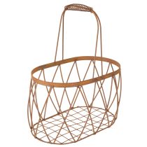 kohteita Soikea metallikori kahvalla, puutarhakoriste, ruosteenvärinen viimeistely, 30/25 cm, 2 kpl setti