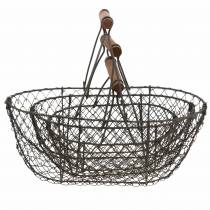 kohteita Lankakori kahvalla ruskea metalli 20/25 / 30cm 3 kpl