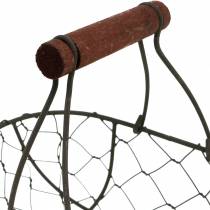 kohteita Soikea metallikori kahvalla, harmaa, 17 × 11 cm, korkeus 15 cm, 2 kpl