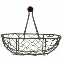 kohteita Soikea metallikori kahvalla, harmaa, 17 × 11 cm, korkeus 15 cm, 2 kpl