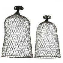 kohteita Koristekello metallia, kiipeilyapu, vaijerihuppu ruskea, patina H50/41cm Ø30/25cm, 2 kpl setti