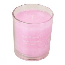 Tuoksukynttilä lasissa tuoksuva kirsikankukka kynttilä vaaleanpunainen H8cm