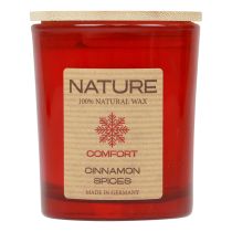 Tuoksukynttilä lasisessa luonnonvahakynttilä Cinnamon Spices 85×70mm