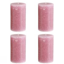 kohteita Pölyisen ruusun väriset pylväskynttilät 70 × 120 mm, kauttaaltaan värjätyt, 4 kpl:n setti, koristekynttilät häihin ja kotiin