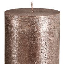 kohteita Yksiväriset kupariset pylväskynttilät, 85 mm x 200 mm, 2 kpl:n setti - pitkä paloaika, juhlava metallinen koristedesign