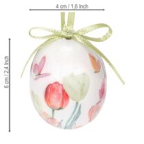 kohteita Pääsiäismunakoriste, tulppaaniaihe ripustusnauhalla ja kevätkoristeena, 6 cm, 12 kpl