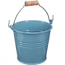 kohteita Koristeellinen ämpäri metalli puukahva kukkaruukku sininen K16cm 2kpl