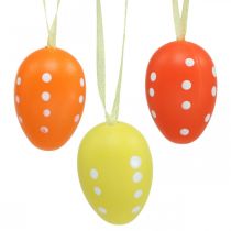kohteita Mini pääsiäismuna ripustettavaksi pilkullinen keltainen, punainen, oranssi H4cm 24 kpl