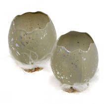 kohteita Muna koristeluun, pääsiäinen, deco munapuolikas, kevätkoristeet Ø8cm K10cm harmaa, hopea 4kpl