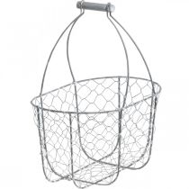 kohteita Lankakori kahvalla, korit nostalgisia, metallikori nuhjuinen chic, antiikkihopea, hopea, valkoinen L35/30/25cm K46.5/35/25cm 3 kpl setti