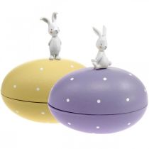 Pupu munalla, koristemuna täytettäväksi, pääsiäinen, koristelaatikko keltainen, violetti K17/16cm L15cm 2 kpl setti