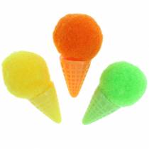 Jäätelö vohvelissa keinotekoinen vihreä, keltainen, oranssi valikoima 3,5 cm 18kpl