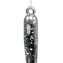 Koristeelliset jääpuikot läpinäkyvän, hopeanväristen 26cm 2kpl ripustamiseen