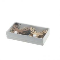 kohteita Hirvenpää puu ripustaa luonnon 6,5 x 7 cm 8kpl