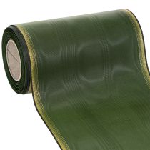 kohteita Elegantti moiré-seppelenauha, 175 mm, tummanvihreä helmiäisreunuksella ja taftikudoksella juhlatilaisuuksiin