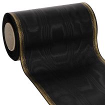 kohteita Elegantti moiré-seppelenauha, 175 mm musta helmiäisreunalla ja taftikudoksella, koristenauha hautajaiskukkakauppoihin, rusettinauha, 25 m