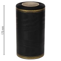 kohteita Elegantti moiré-seppelenauha, 175 mm musta helmiäisreunalla ja taftikudoksella, koristenauha hautajaiskukkakauppoihin, rusettinauha, 25 m