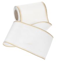 kohteita Elegantti moaré-seppelenauha kultareunalla, hääkoristeisiin, surunauha, valkoinen 150 mm x 25 m
