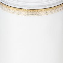 kohteita Elegantti moaré-seppelenauha kultareunalla, hääkoristeisiin, surunauha, valkoinen 150 mm x 25 m