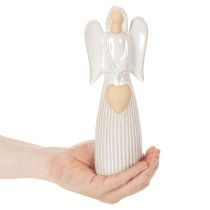 kohteita Enkelihahmo sydänkoristeella, kermanvalkoinen, 23 cm
