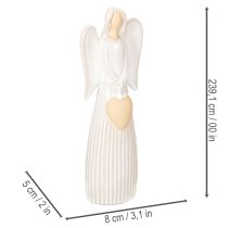 kohteita Enkelihahmo sydänkoristeella, kermanvalkoinen, 23 cm