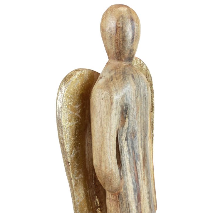 Puinen enkeli puinen figuuri enkeli koristelu luonnonkultaa 17×9,5×58cm