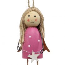 kohteita Puiset ripustusenkelit harmaa, pinkki 7,5cm 6 kpl
