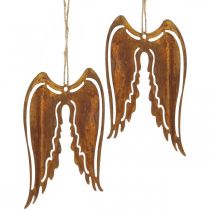 Angel wings metallinen deco ripustin patina koriste 19,5cm 3kpl