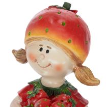 kohteita Mansikkatyttö-koristehahmo kesäkoristeeseen, söpö patsas olohuoneeseen ja parvekkeelle, 18 cm