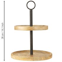 kohteita Etagere 2-kerroksinen Wood Metal Pyöreä Natural Black H36cm