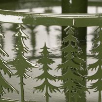kohteita Metallinen kerrostettu tarjoilualusta, vihreä, kolmikerroksinen, kuusenkoristeinen, pyöreä, 49 cm