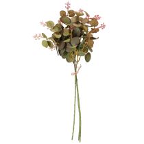 kohteita Keinotekoiset eukalyptusoksat vaaleanpunaisilla kukilla, 45 cm, 3 kpl
