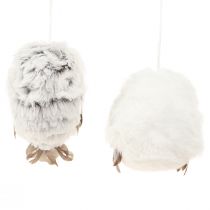 kohteita Pöllökoristeet, ripustettavat pöllöhahmot, valkoiset ja harmaat, 6 cm, 2 kpl