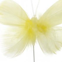 Koristeelliset perhoset langalla, kevätkoriste, höyhenperhoset keltaisen sävyisiä 6kpl.