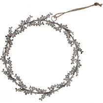 kohteita Ikkunakoriste, ovikranssi, shabby chic -kukkaseppele, metalli, valkoinen, Ø16,5 cm