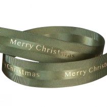 kohteita Juhlallinen tummanvihreä joulunauha kultaisella &quot;Merry Christmas&quot; -kirjoituksella, leveys 25 mm, pituus 20 m