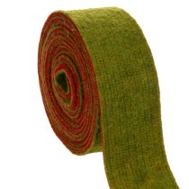 kohteita Huopateippi, kaksivärinen patalapputeippi, 100 % villaa, punainen/vihreä, 7,5 cm leveä, 5 m pitkä