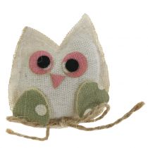 Koristeellinen pöllön kangas 6cm pinkki / vihreä / valkoinen 6kpl