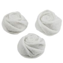 Huopa ruusu valkoinen Ø8cm K4cm 6kpl
