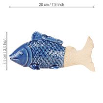 kohteita Keraaminen kalakoristelu Maritime Blue Beige 20×8×8,5cm 2 kpl