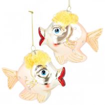 Joulukuusen koriste kala, koriste riipus, joulukoriste aitoa lasia H9,5cm 2kpl.