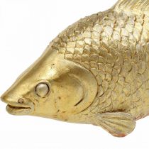 Koristeellinen kala kullanvärinen patsas seisomaan Kalaveistos Polyresin Pieni L18cm