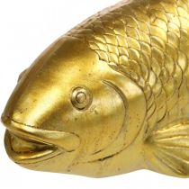 Koristekala laskettavaksi, kalaveistos polyresin kultainen iso L25cm