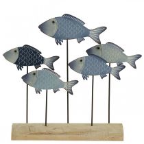 kohteita Deco-metallikalaparvi puisella alustalla 32×7×30cm