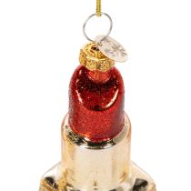 kohteita Joulukuusen koriste: hajuvesipullo ja huulipuna leopardikuviolla, 11 cm, 2 kpl