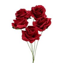 Vaahtomuovi ruusu Ø4,5cm punainen 36p